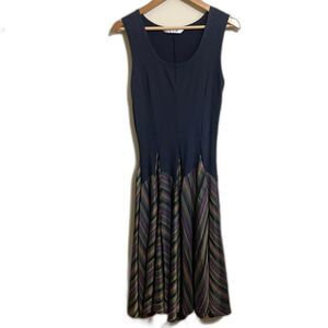 Luna Luz striped tank fit flare black multicolor party dress S Mardi Gras